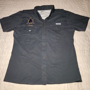 Columbia PFG Shirt Mens Sz M Outdoor Vented Fishing Button Up Gray Short Sleeve